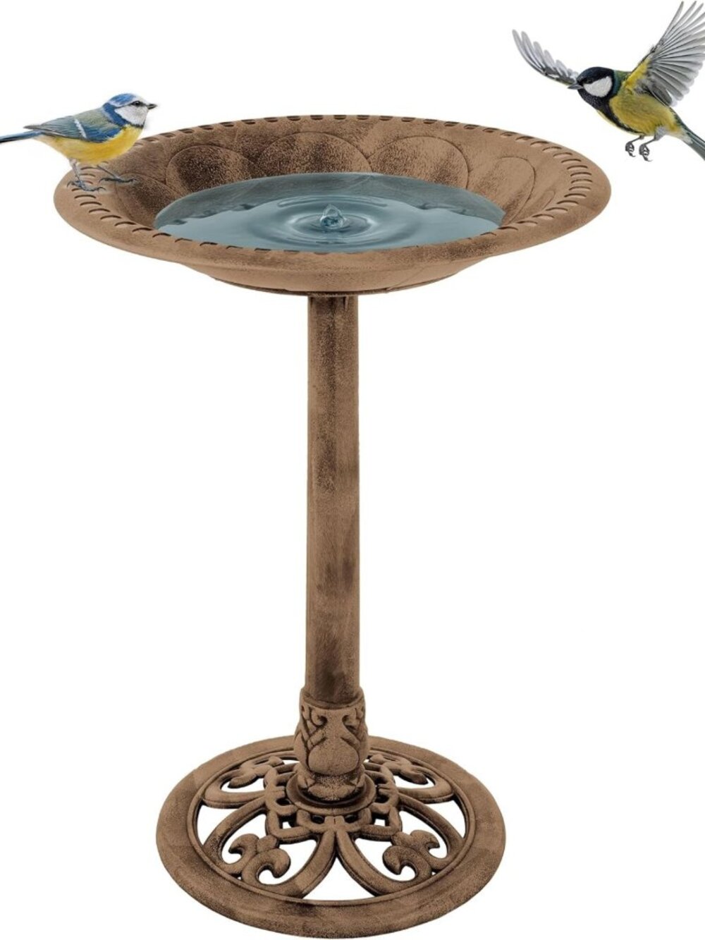 Antique Style Bronze Outdoor Bird Bath - Elegant Garden Decor for Birds